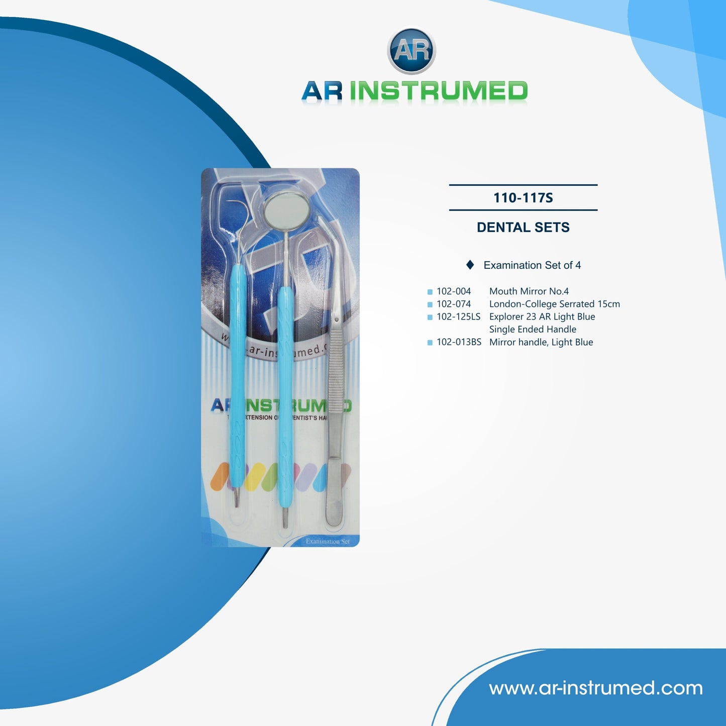 AR Instrumed Examination Instrument Kit Set of 3 - Silicone Handles