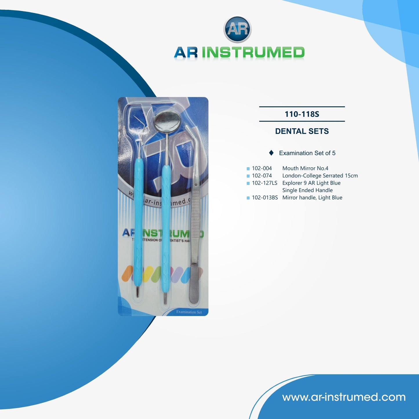AR Instrumed Examination Instrument Kit Set of 4 - Silicone Handles