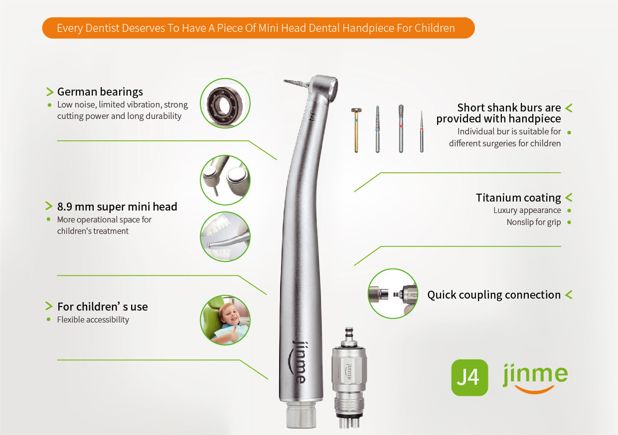 Jinme J4-MUQ Mini Head High Speed Handpiece - 4 Hole Swivel & NSK Compatible