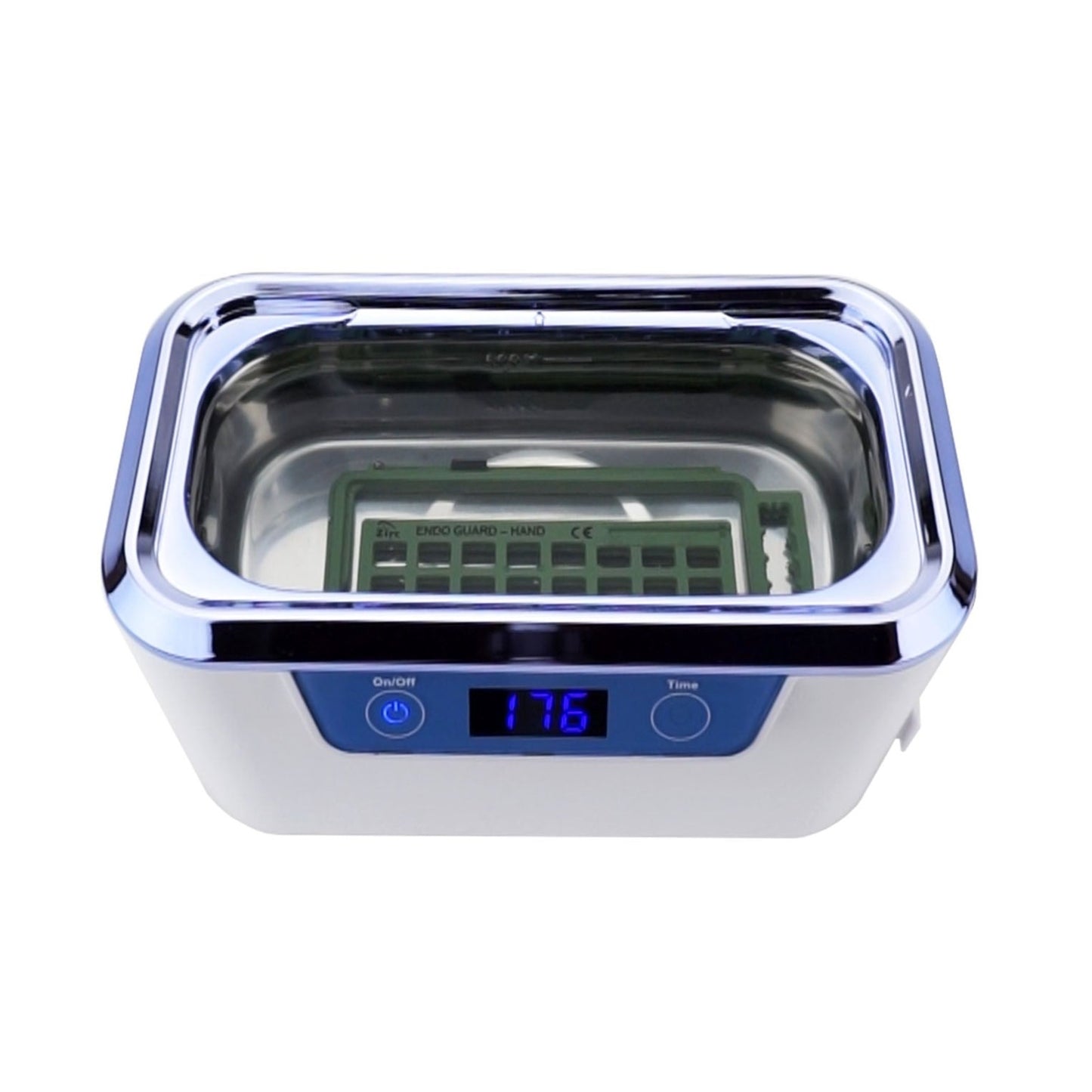 iSonic DS310-WS-D Miniaturized Commercial Ultrasonic Cleaner, white with sapphire blue colors, for dental applications