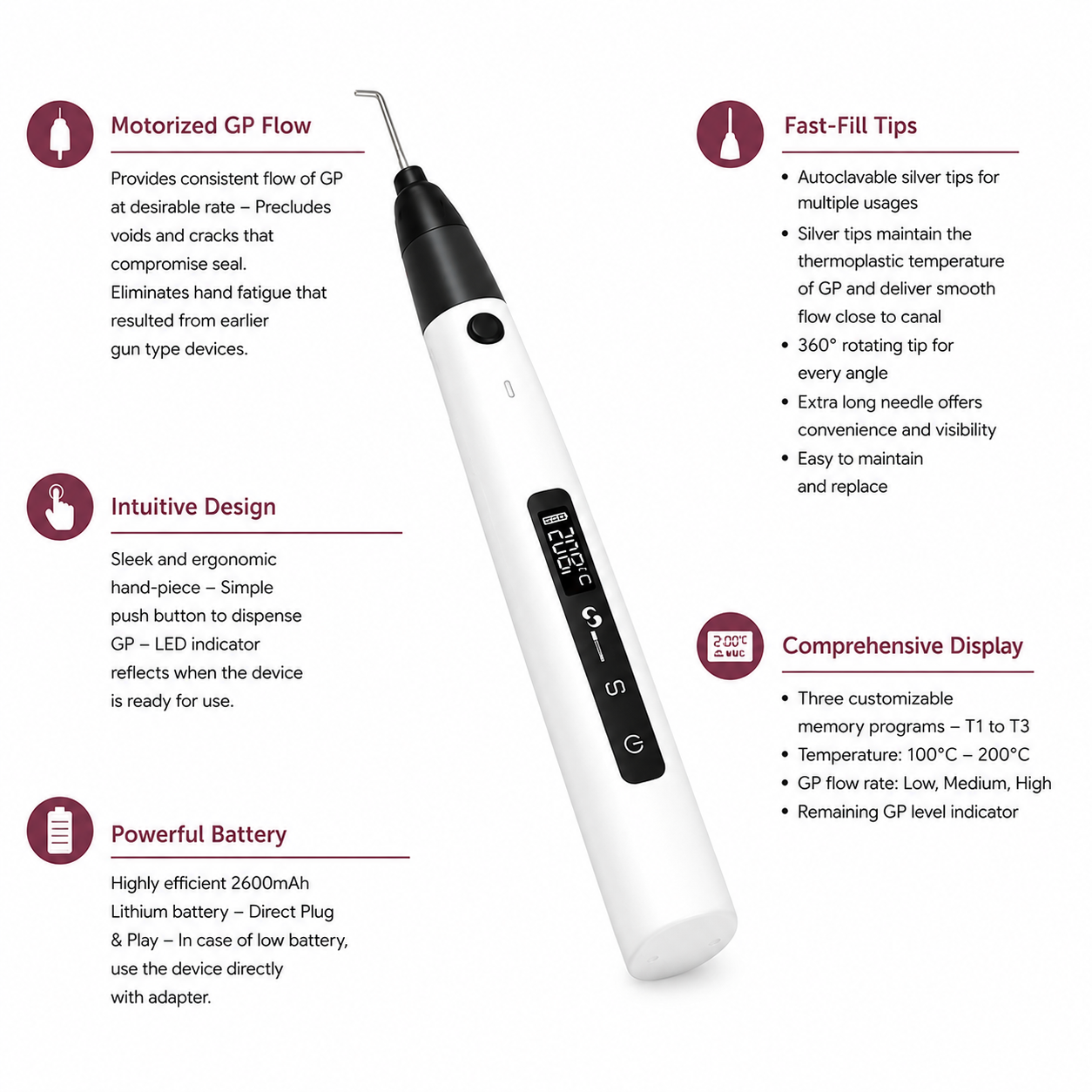 Eighteeth Fast-Fill Cordless Gutta-Percha Obturation Fill Handpiece