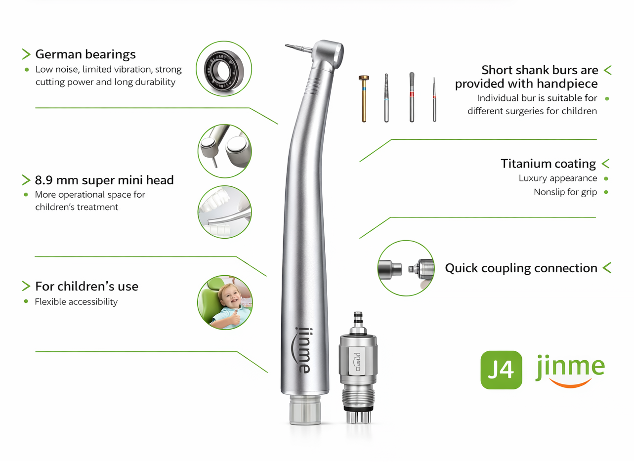 Jinme J4 MUQ Mini Head High Speed Handpiece Titanium Coated NSK Compatible