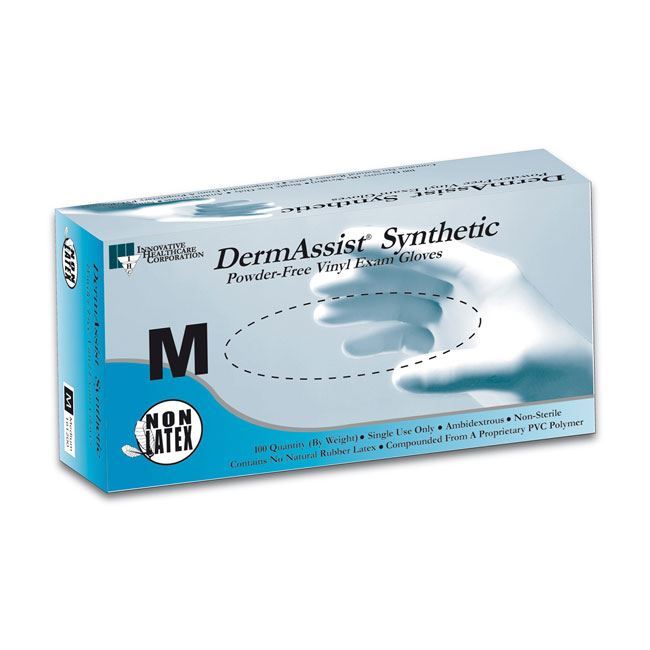 DermAssist Vinyl Synthetic PF Exam Gloves 100/bx, 10 bx/cs
