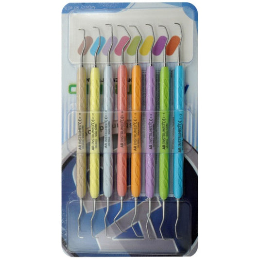 AR Instrumed Standard Gracey Currettes Set of 8 - AR Light Silicone Handles
