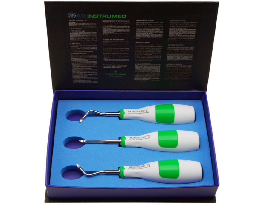 AR Instrumed Root Elevators Heidbrink Set of 3 AR Soft Handles