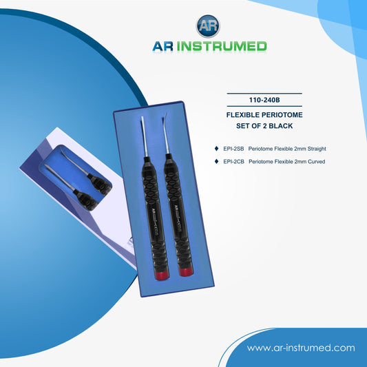AR Instrumed Flexible Periotome Kit and Root Extractor Set of 2 Black