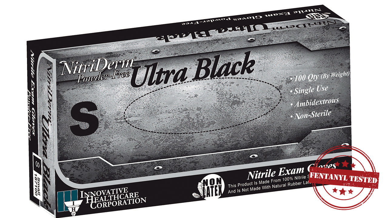 Innovative NitriDerm Ultra Black Nitrile Exam Gloves Series 187, 100/bx, 10 bx/cs