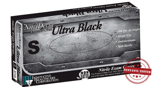 Innovative NitriDerm Ultra Black Nitrile Exam Gloves Series 187, 100/bx, 10 bx/cs