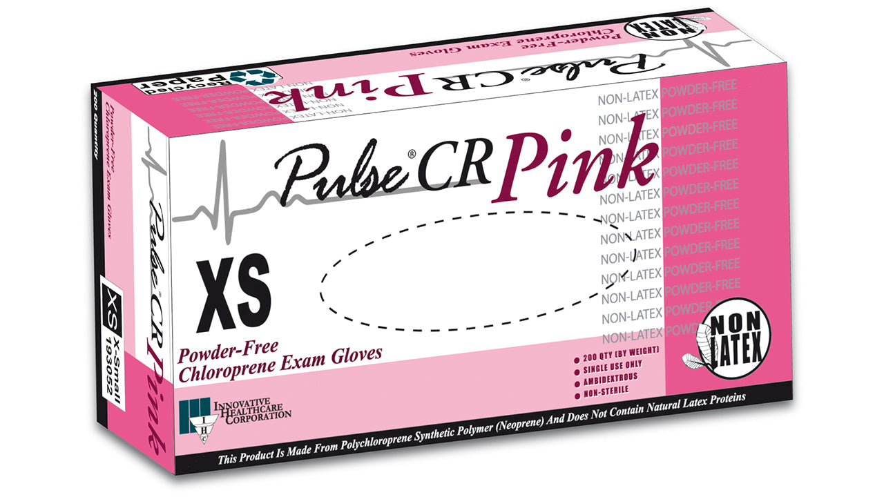 Innovative Pulse Cr Powder-Free Polychloroprene Gloves Pink - 200/Bx, 2000/Case