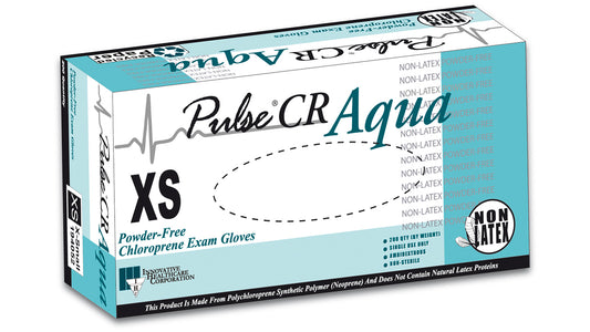 Innovative Pulse Cr Powder-Free Polychloroprene Gloves Aqua - 200/Bx, 2000/Case
