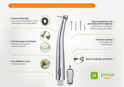 Jinme J4-MUQ Mini Head High Speed Handpiece - 4 Hole Swivel & NSK Compatible