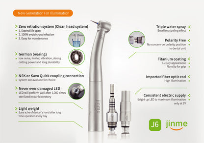 Jinme  J6-TUQL-N High Speed Handpiece - LED Optic NSK Coupling Compatible