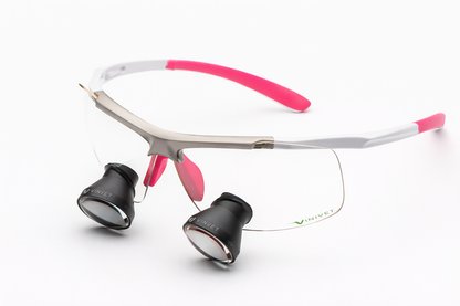 Univet Galilean Pro HD 2.5X TTL Dental Loupes – TECHNE White/Pink