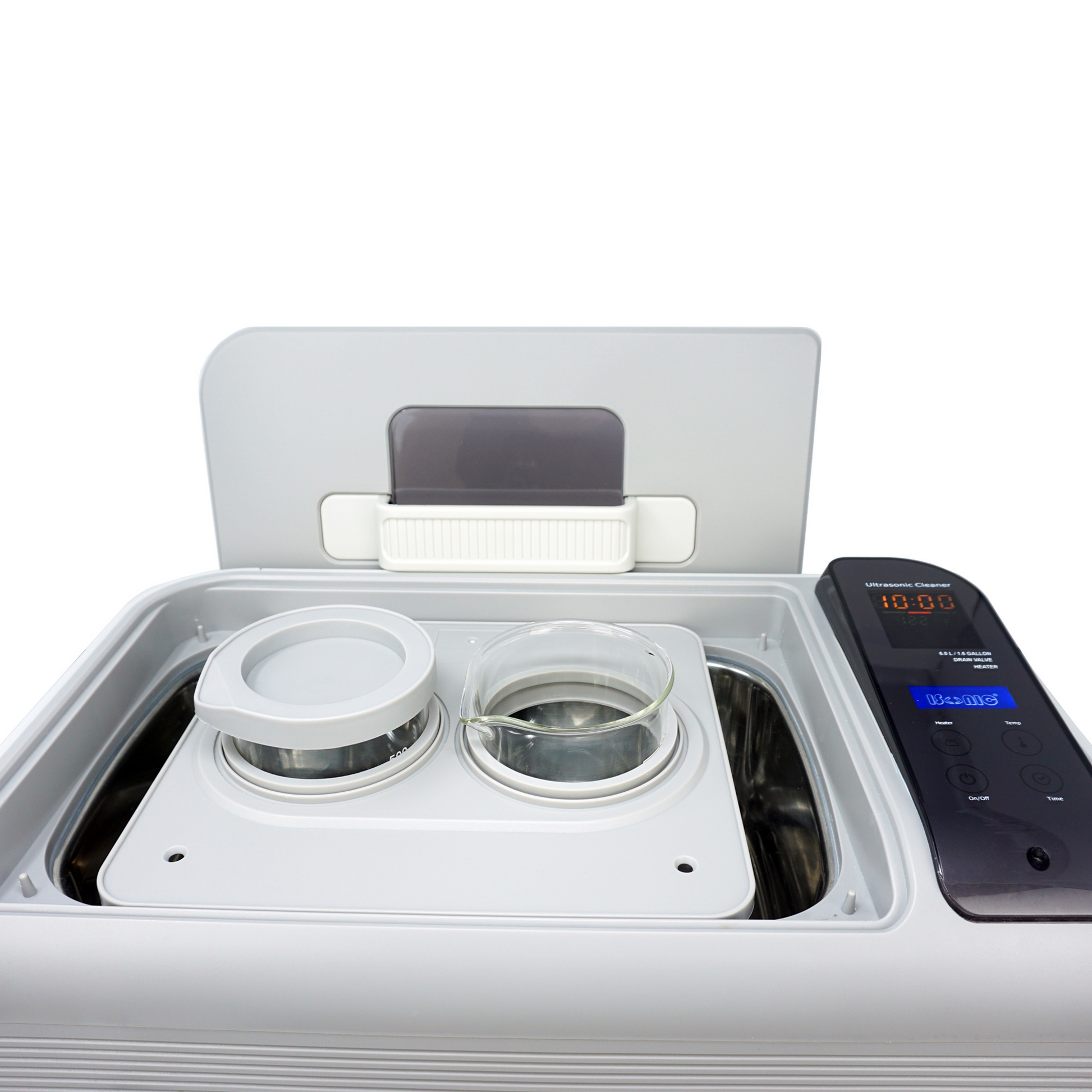 iSonic BHK02A beaker holder showing 10 by 8.5 inch footprint