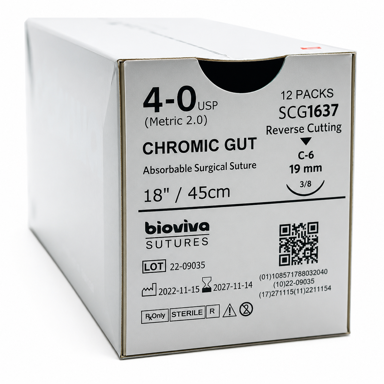 Bioviva Chromic Gut Absorbable Dental Sutures - 12/Box
