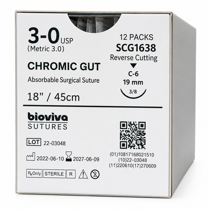 Bioviva Chromic Gut Absorbable Dental Sutures - 12/Box