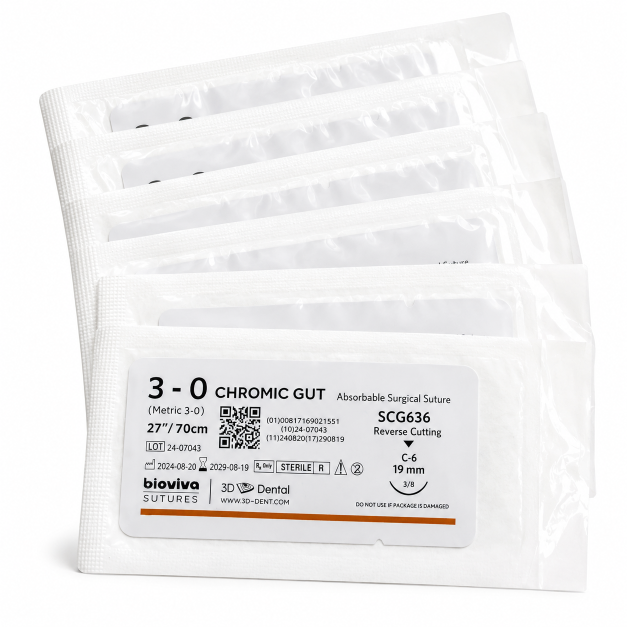 Bioviva Chromic Gut Absorbable Dental Sutures - 12/Box