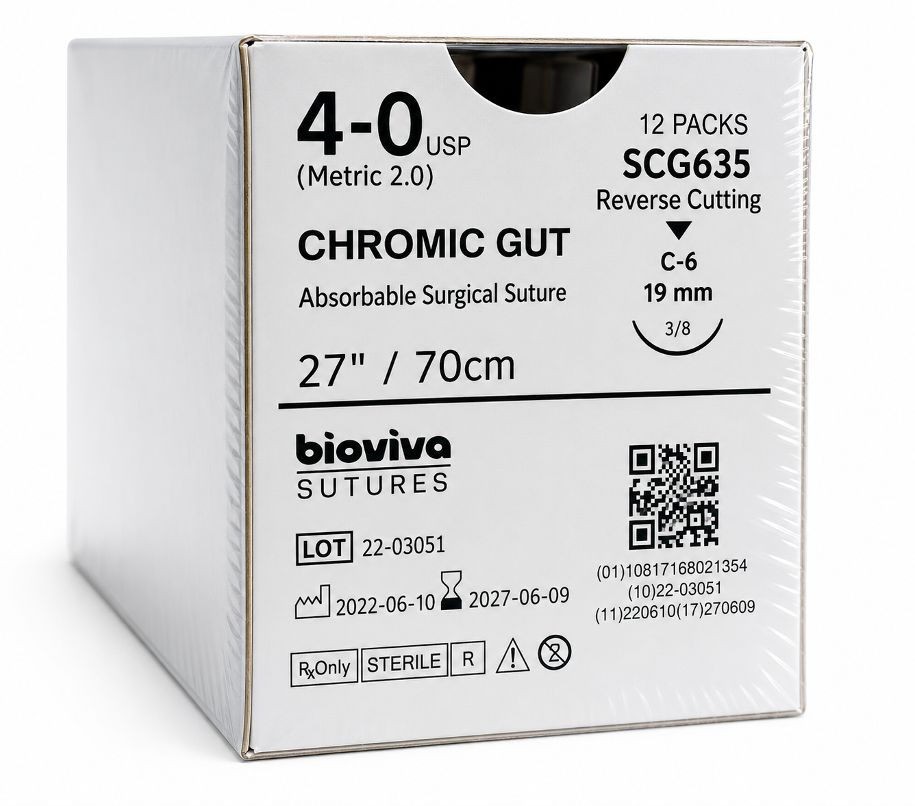 Bioviva Chromic Gut Absorbable Dental Sutures - 12/Box