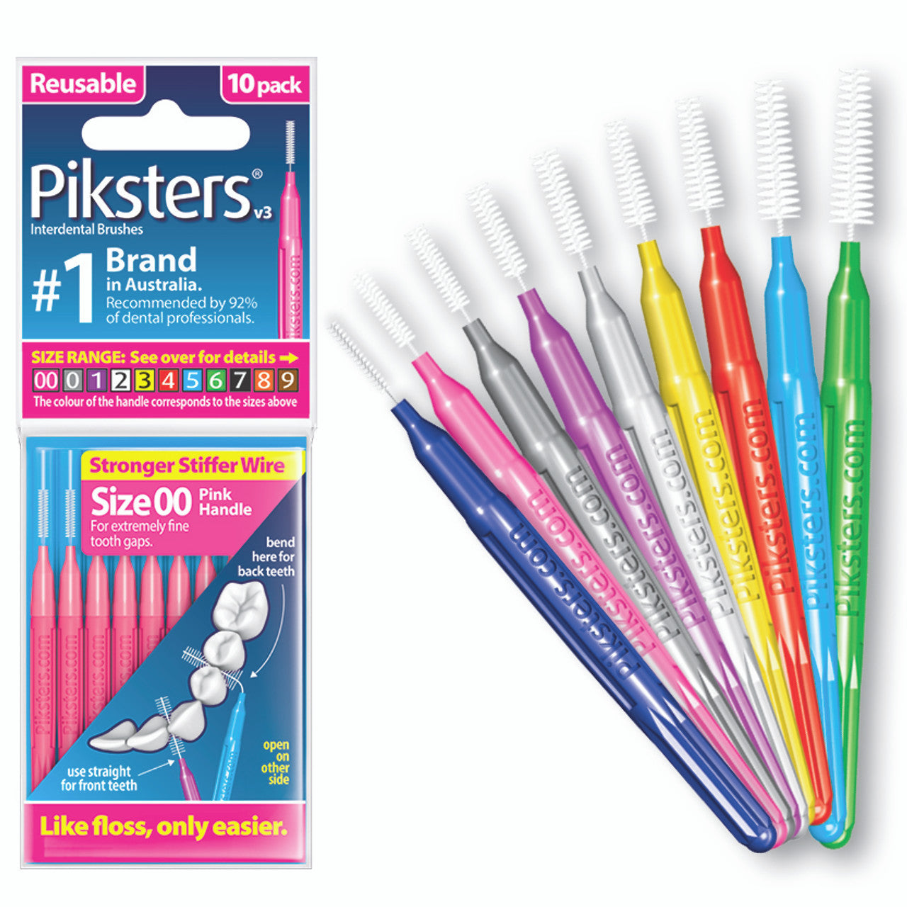 Piksters Interdental Brushes 10 Packs of 10 Brushes