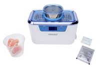 iSonic DS310-WS-D Miniaturized Commercial Ultrasonic Cleaner, white with sapphire blue colors, for dental applications