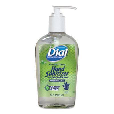 Dial Antibacterial Hand Sanitizer w/ Moisturizers, Pump, 7.5 oz, 12/cs