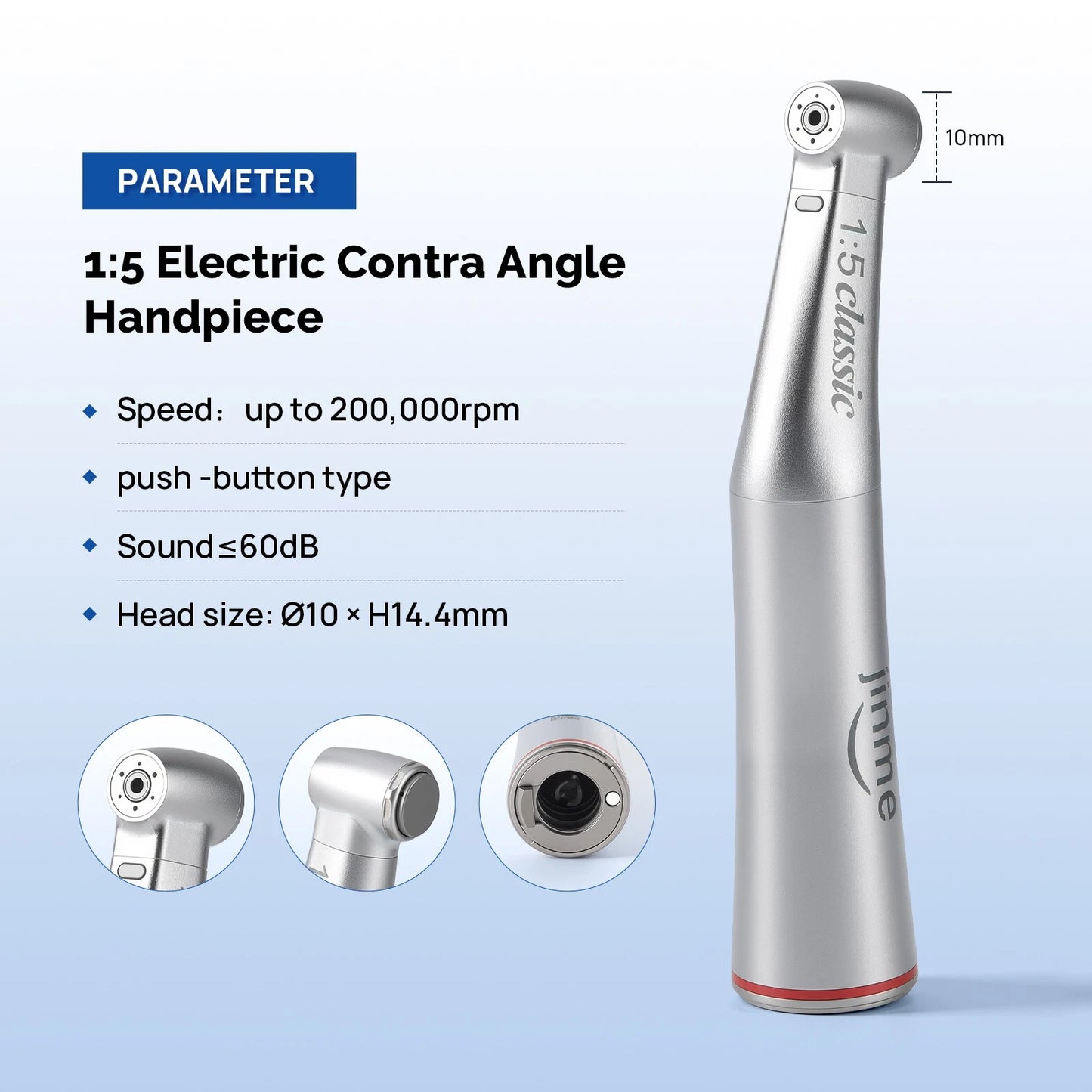 Jinme 1:5 Electric Dental Handpiece Contra Angle for E-Type Motors W15lW
