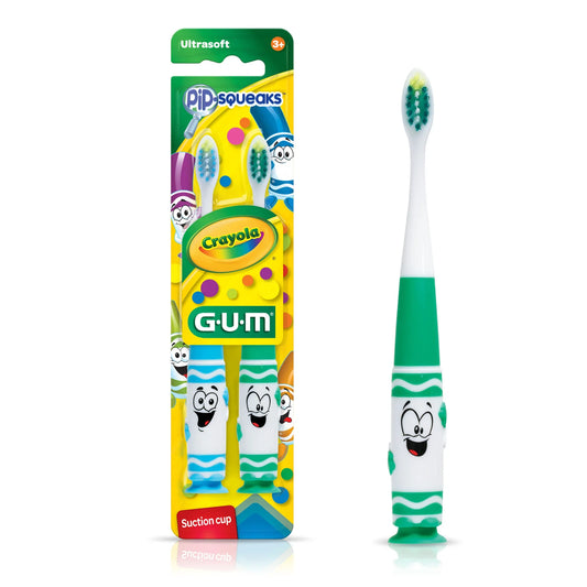 GUM Crayola Pip-Squeaks Toothbrush w/ Suction Cup 1dz/bx