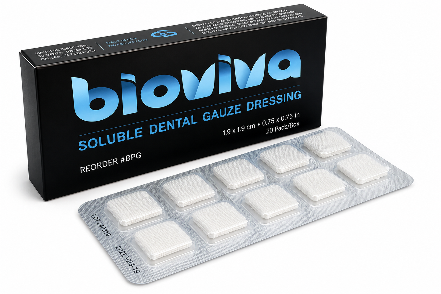 Bioviva Hemostatic Gauze Dental Dressing – 40/Box