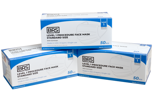 BRS Earloop Face Mask, Level 1, Standard Size, Case of 600 Masks