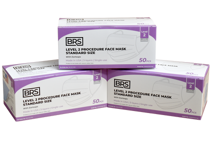 BRS Earloop Face Mask, Level 2, Standard Size, Case of 600 Masks, Blue