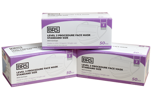 BRS Earloop Face Mask, Level 2, Standard Size, Case of 600 Masks, Blue
