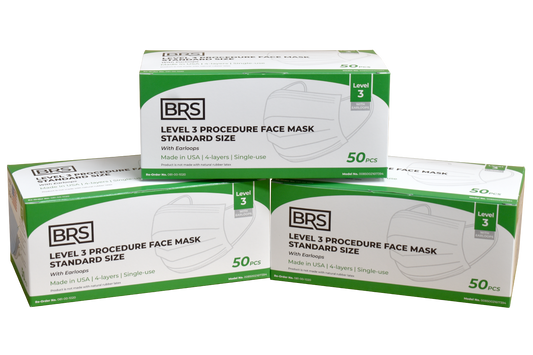 BRS Earloop Face Mask, Level 3, Standard Size, Case of 600 Masks, Blue