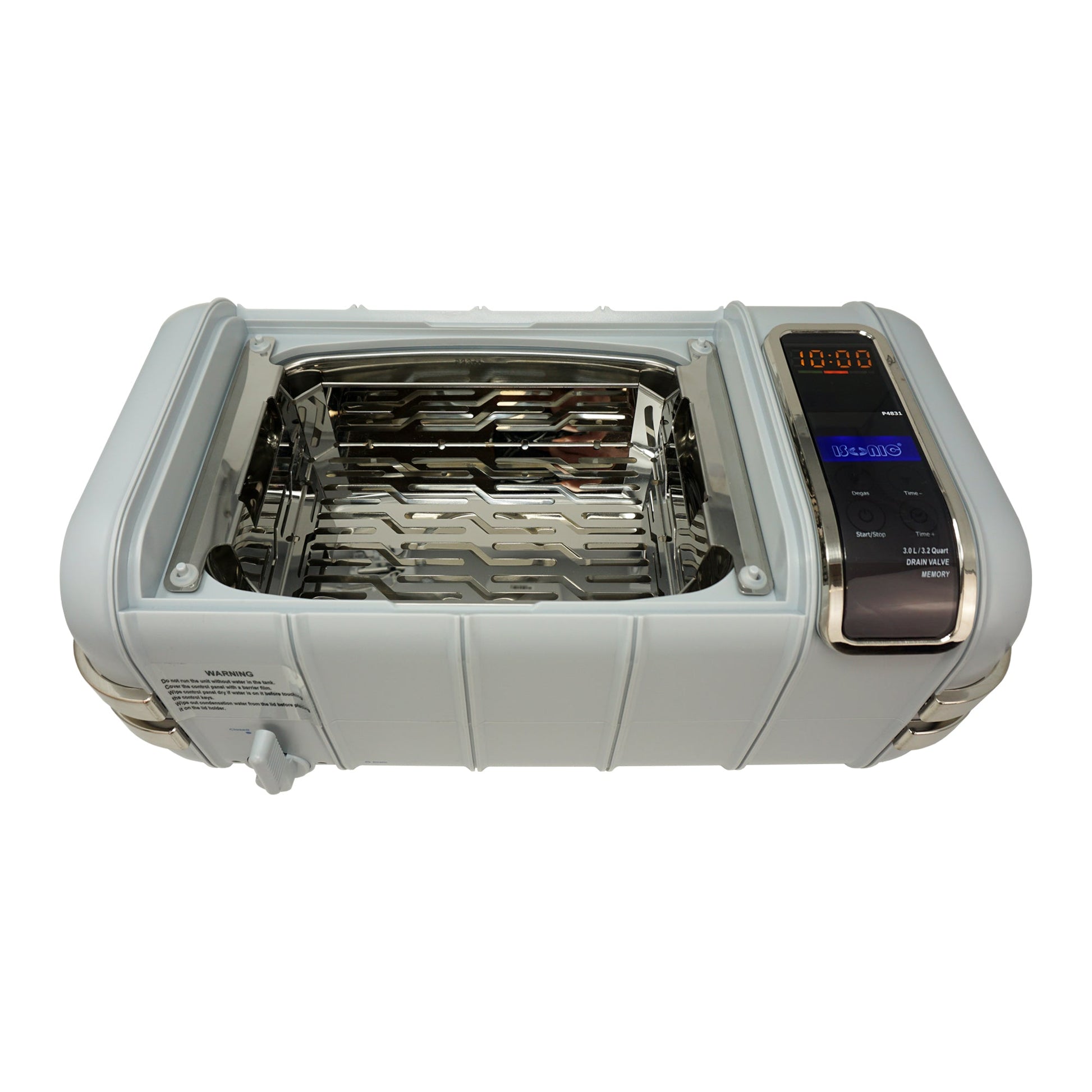 iSonic SOB4831A basket shown inside the P4831-NH ultrasonic cleaner tank