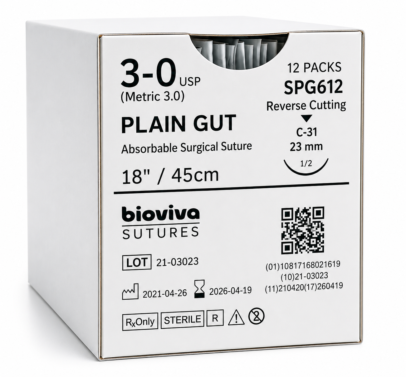 Bioviva Plain Gut Absorbable Dental Sutures – 12/Box