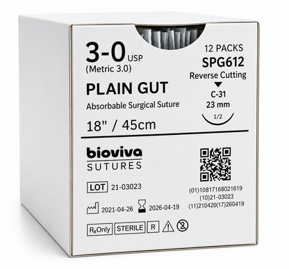 Bioviva Plain Gut Absorbable Dental Sutures – 12/Box