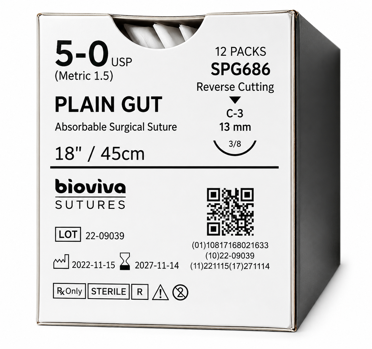 Bioviva Plain Gut Absorbable Dental Sutures – 12/Box