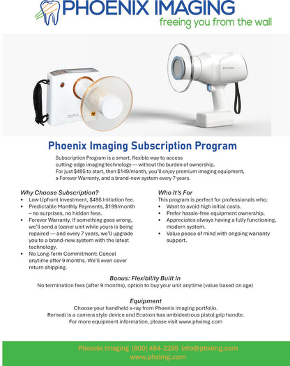 Ecotron DT-703 Handheld Dental X-Ray Subscription – Start for $495, Then $149 Per Month