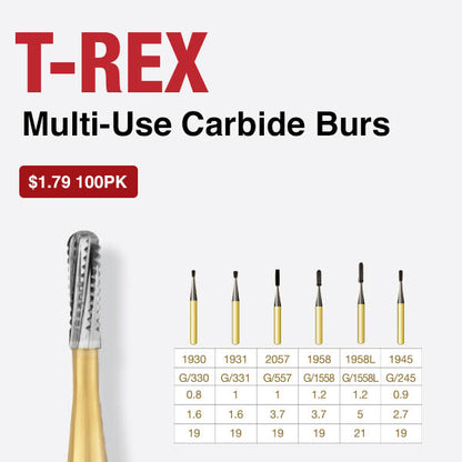 G/331 | 1931/PD1 Metal Cutting Gold Carbide Burs Pear Shaped PD1 / 1931