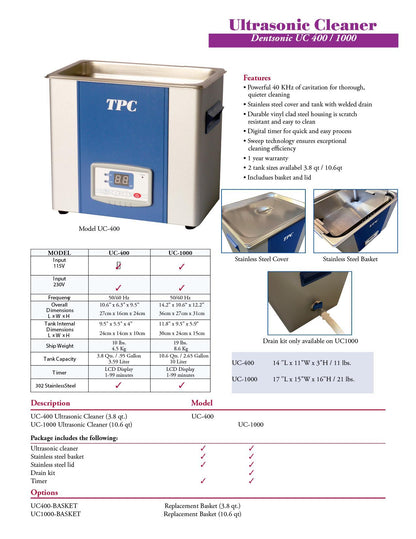 TPC UC400 Ultrasonic Cleaner 3.8 qt