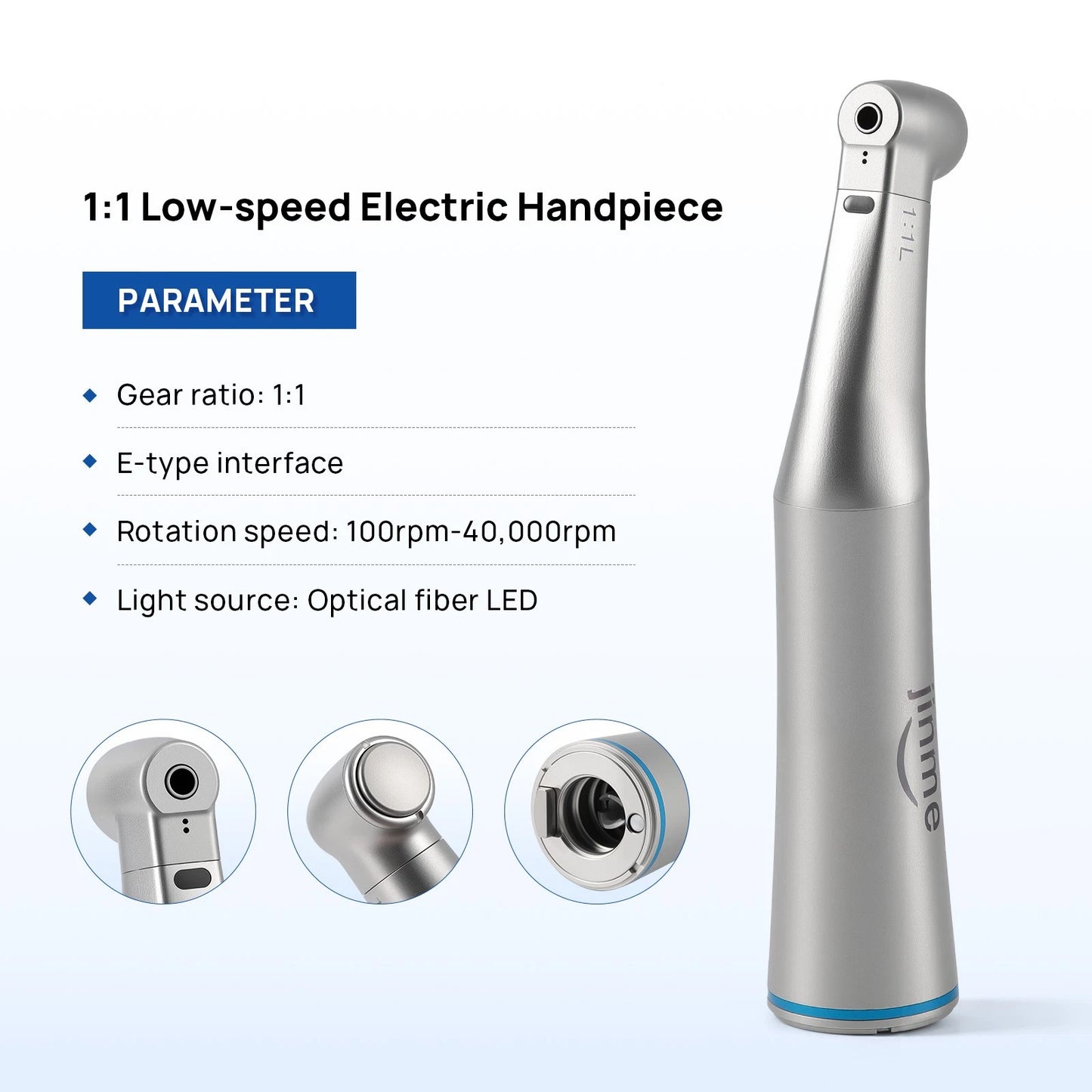 Jinme 1:1 Electric Handpiece Contra Angle for E-Type Dental Motors