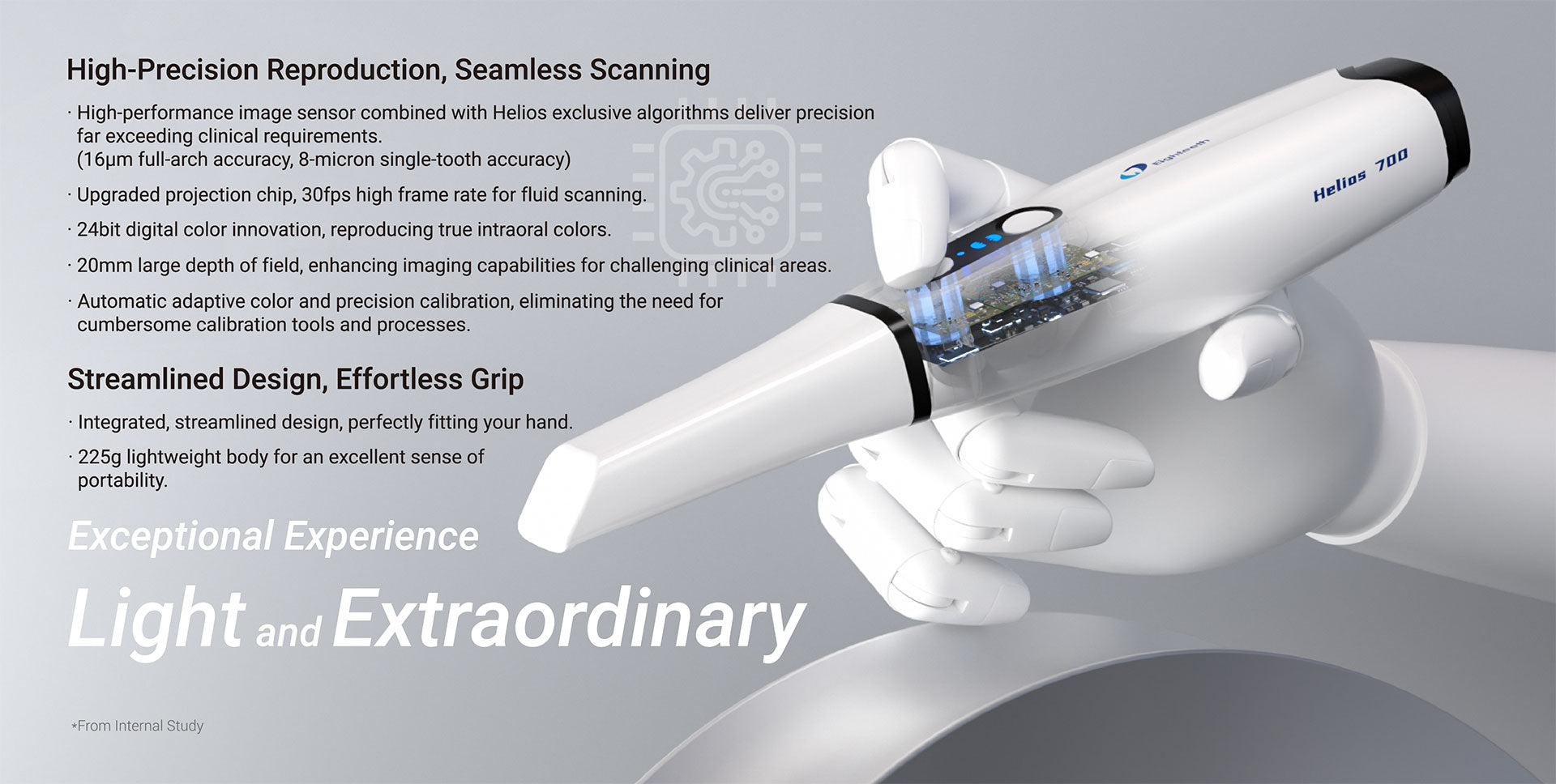 Helios 700 scanner high precision reproduction and ergonomic handpiece