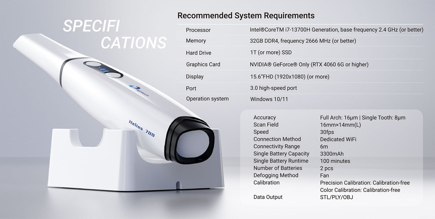 Helios 700 technical specifications and recommended computer requirements
