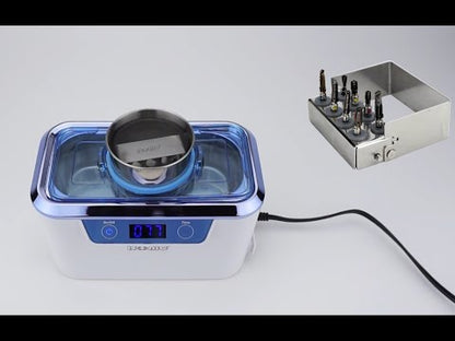 iSonic DS310-WS-D Miniaturized Commercial Ultrasonic Cleaner, white with sapphire blue colors, for dental applications
